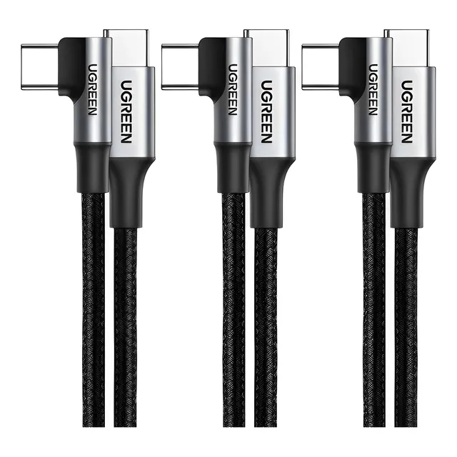 Kit 3 Cabo Dados Ugreen Usb Tipo C P/usb C 90 Graus 5a 1m