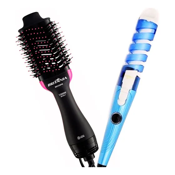 Escova Secadora Britânia Bivolt + Modelador De Cachos Spiral