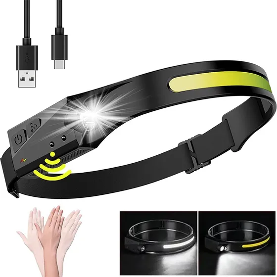 Lámpara De Cabeza Cob Led Recargable Con Sensor