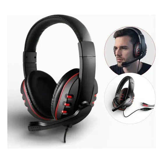 Headset Gamer Com Fio CLANM Jungle Series CL-HJ827 Preto/Vermelho