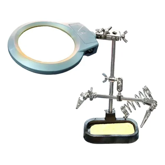Soporte Para Cautín Con Lupa Luz Led Y Pinzas Zd-10mb Takema