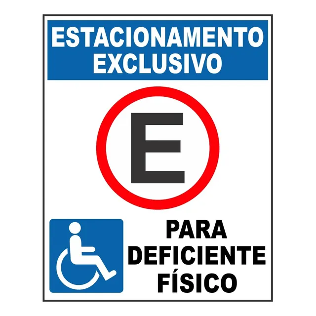 Placa Estacionamento Exclusivo Deficiente Físico 30x20cm 