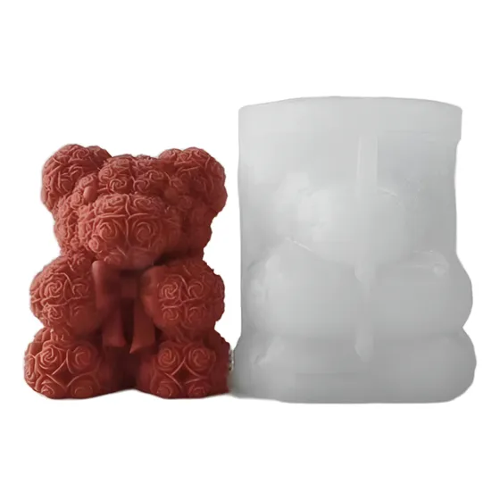 Molde Silicon Oso Osito Bouquet Rosas Moño Corbata 7 X 6 Cm