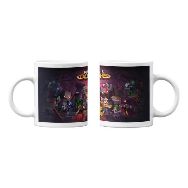 Tazones Tazas Blancas Minecraft Videojuego Infierno Dungeons