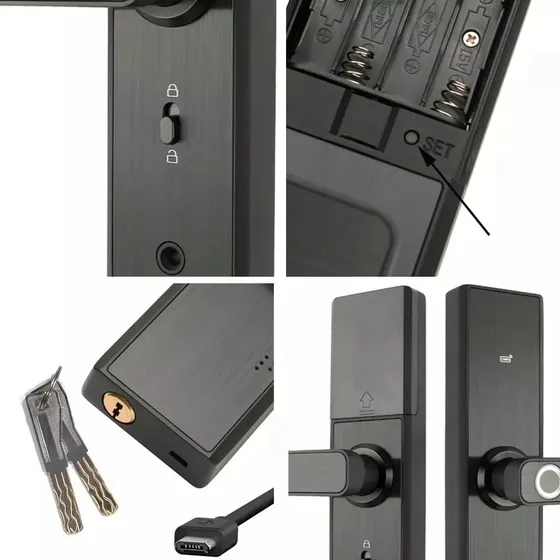 Intelligent Lock P12 Cerradura Inteligente Wifi Huella Código Negro