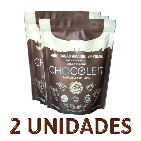 2 X Puro Cacao Amargo En Polvo | Sin Tacc | Chocoleit 