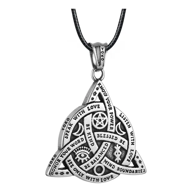 Collar Amuleto Nudo Bruja Triqueta Celta Ajustable Cuero Vik