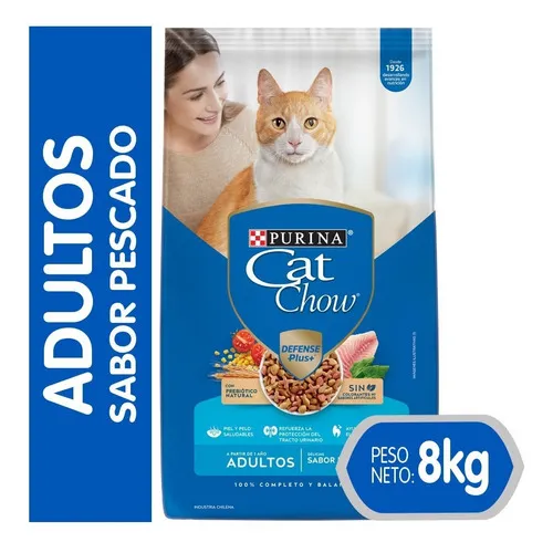 Alimento Cat Chow Defense Plus para gato Purina Cat Chow adulto para gato adulto todos los tamaños sabor pescado de 8 kg