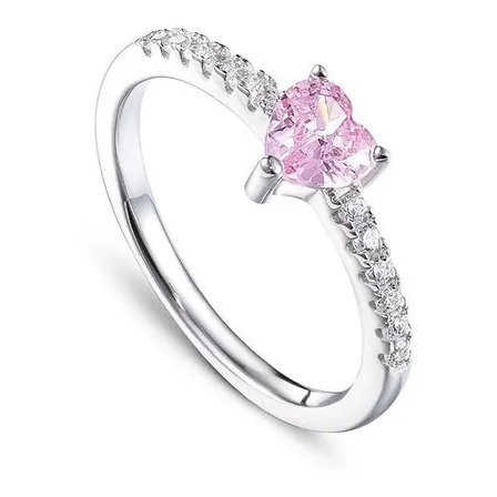 Anel Solitario Coração Princesa Prata 925 Legítima Eternal