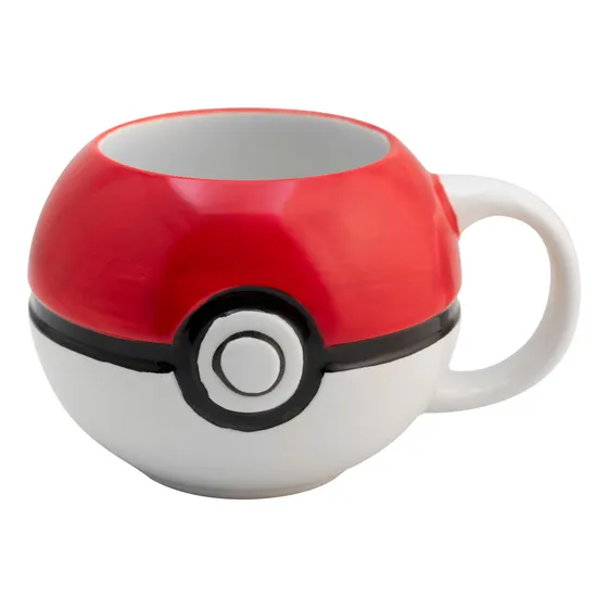 Taza De Cerámica 3d Pokebola Pokemón Pintada A Mano 591 Ml Color Rojo/Blanco