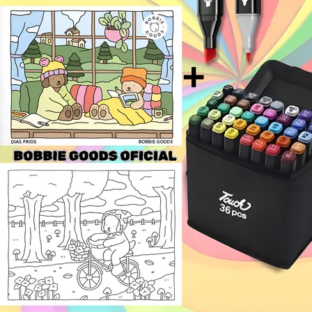 Kit Livro Bob Good Oficial Canetinhas 36 Cores Ponta Dupla