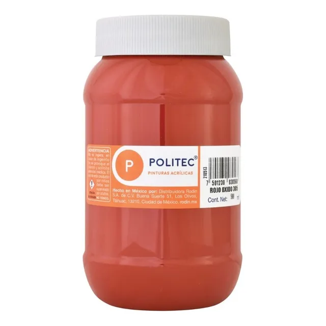Pintura Acrilica Politec 500 Ml Acrilico Colores A Escoger Color Rojo Oxido #305