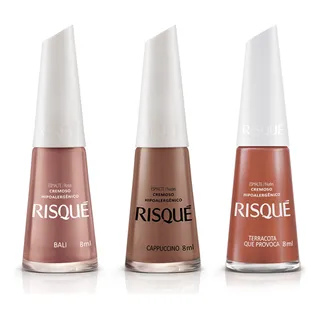 Kit 3 Esmaltes Risque Tons Nude Marrom Terrosos Cremoso Kit 3 Esmaltes Risque Tons Nude Marrom Terrosos Cremoso