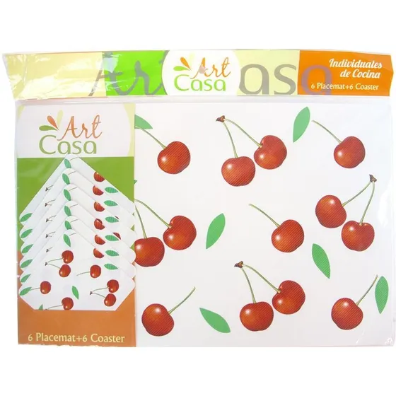  Juego Manteles Individuales Posavasos 12 Pzas Ciruelas / H