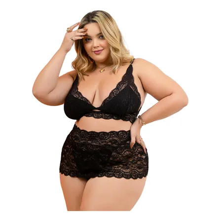 Conjunto Lingerie Plus Size Sensual Sapeka - Trio De Renda