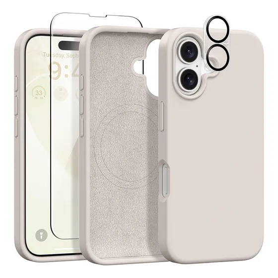 Kit Funda Para iPhone 16 Silicona+ Mica Pantall+ Mica Cámara