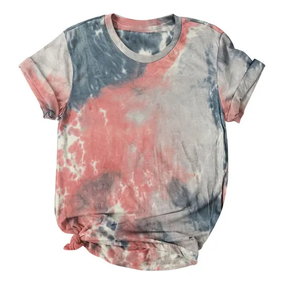 Camiseta Manga Corta Para Mujer Teñida Lazo Ropa Calle Moda