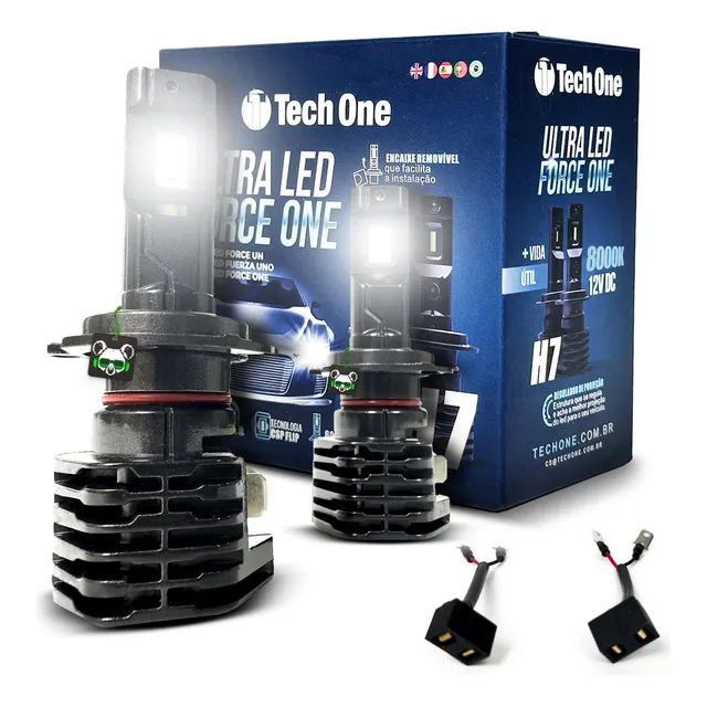 Kit Par Lâmpada Ultra Led Force One 8000k 4100lm  Techone