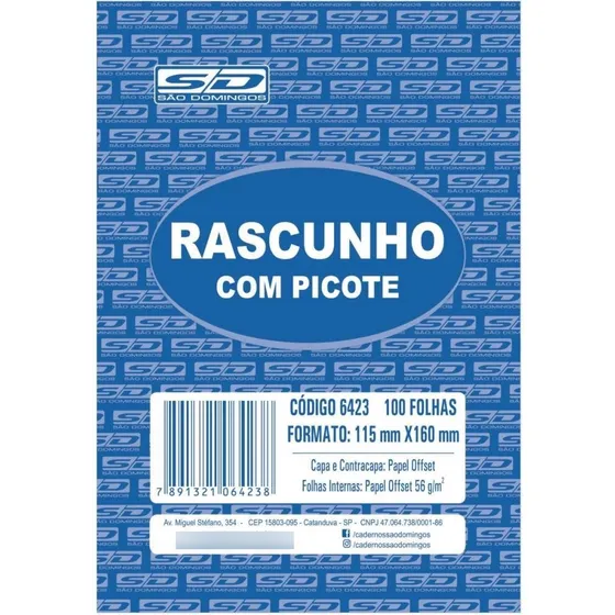 Bloco Para Rascunho C/picote E Grampo 100f.115x160 Pct.c/20