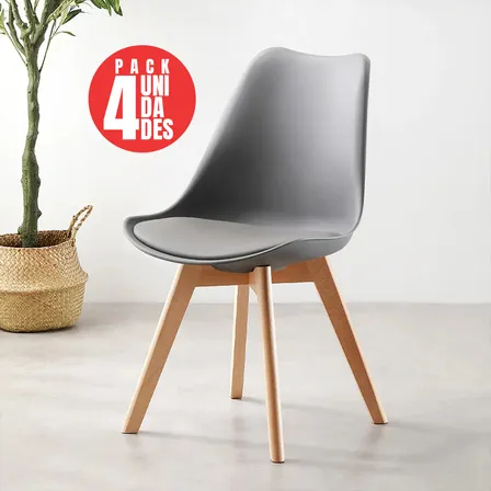 Silla de comedor Tienda El Garage Eames acolchada color gris x 4 unidades