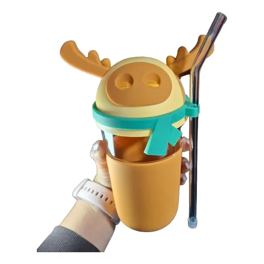 Vasos Creativos Tapa Animalitos Pitillo Termo Niños Bebes