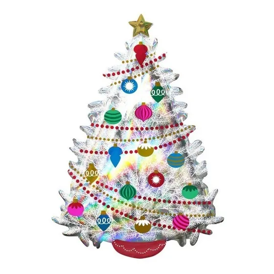 Globo Arbol Pino Holografico Met Jumbo Fiesta Navidad Posada