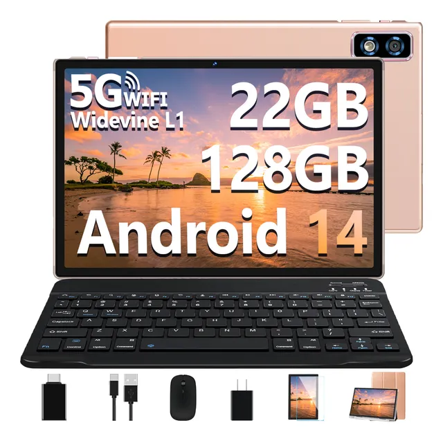 Tablet 10 Android 14 5g 8000mah 22+128gb 8core Teclado Ratón