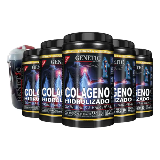 5 Colageno Resveratrol Q10 Vit C E 150servicios Vaso Genetic