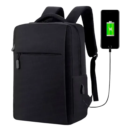 Mochila Porta Notebook Pierre Cardin Candado Usb Reforzada Color Negro Diseño De La Tela Liso