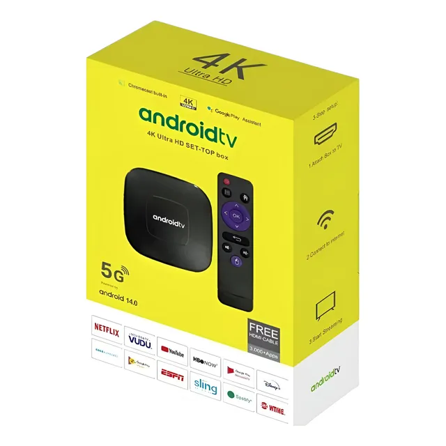 Tv Box Android 14 Full Hd 4k Ultra Streaming 8 Gb Ram Color Negro Tipo De Control Remoto Estándar