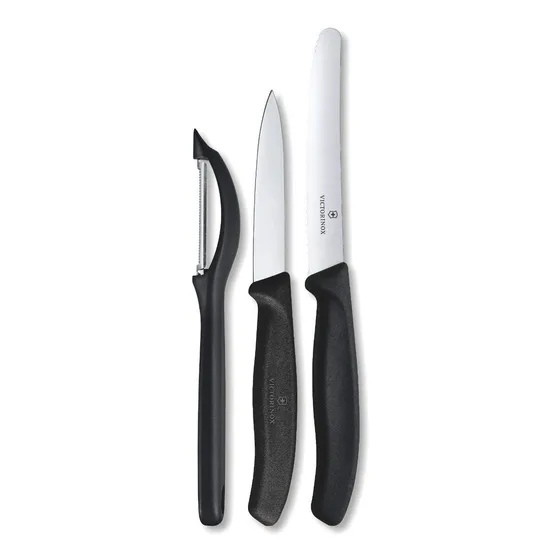 Juego Swiss Classic 2 Cuchillos Y Pelador Victorinox Negro