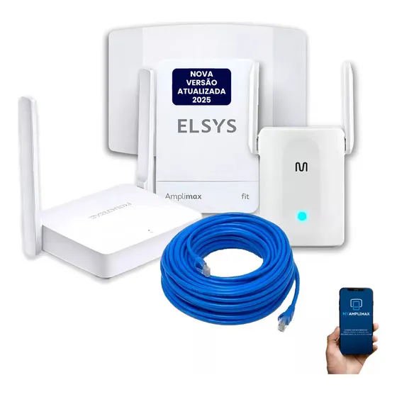Kit Amplimax Fit 4g+roteador Potente+repetidor De Sinal+cabo Elsys