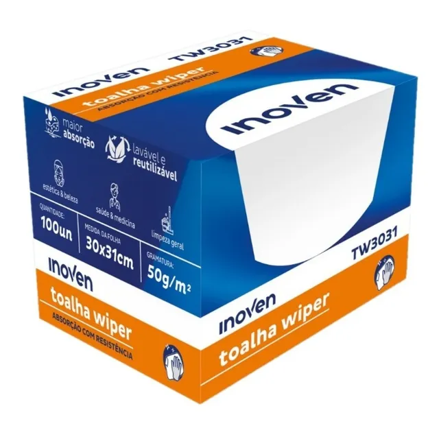 Toalha Wiper Inoven Tw3031 Branco 100un Reutilizavel Macio