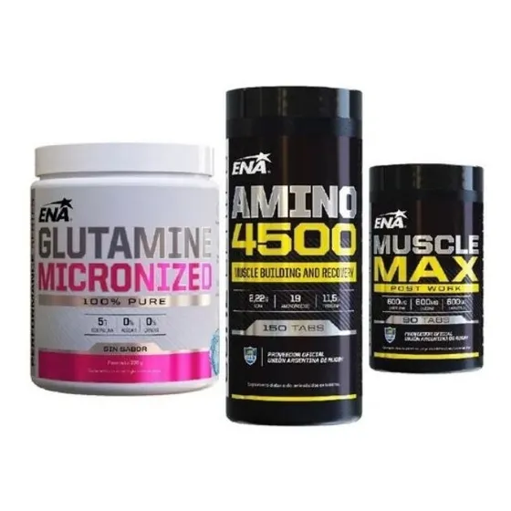  Amino 4500+muscle Max + Glutamina +  Combo Recuperacion Ena