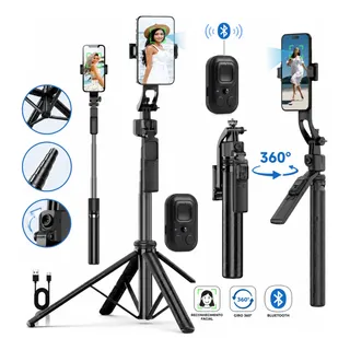 Tripé Inteligente Rastreamento Facial 360°celular Estabiliza Preto