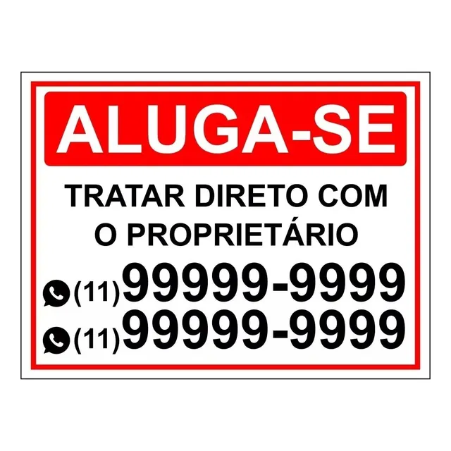 Adesivo Sinalização Aluga-se Tratar Com Proprietario 20x25cm