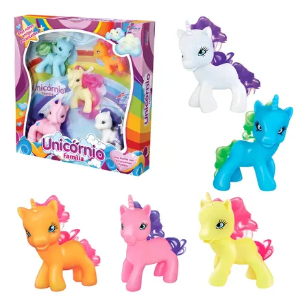 Bonecos Unicórnio De Vinil 5 Unidades Apolo Brinquedos