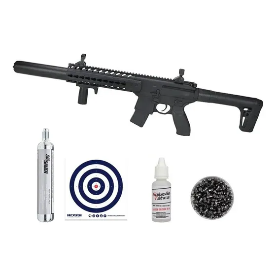 Rifle Pressão Co2 Semi-auto Sigsauer Mcx 30bk 4,5+alvo+itens