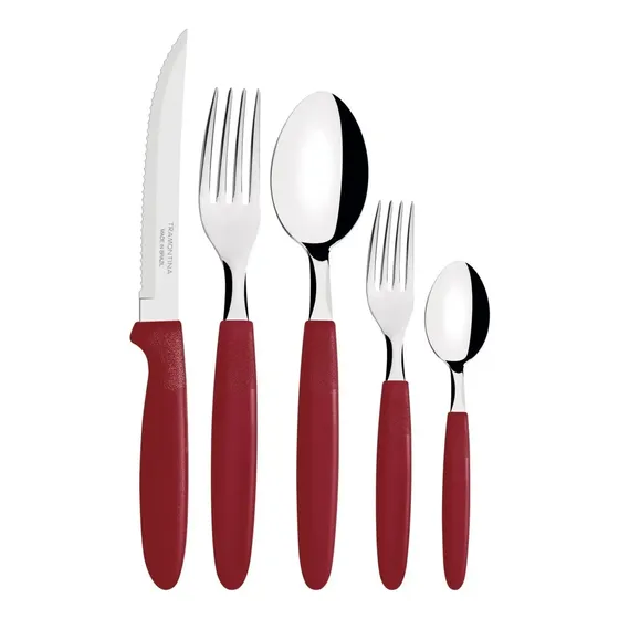 Faqueiro Inox Tramontina Ipanema 30 Peças Jogo De Talheres Cor Vermelho