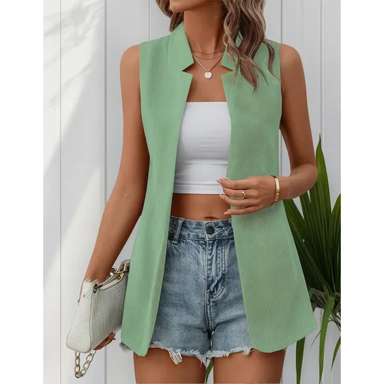 Shein Chaleco Blazer Mujer Escote V Casual Primavera