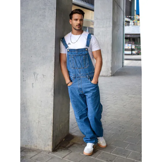 Braga Overol Clásico Jean Para Hombre Bota Ancha Talla Plus 