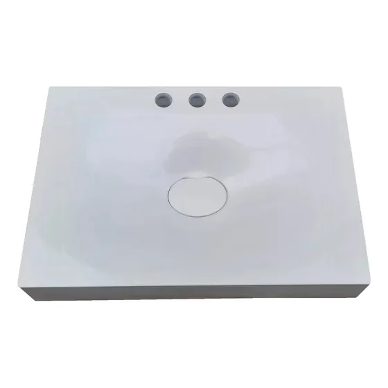 Bacha Mesada Recta Flotante Para Baño 80x43 Con Mensulas