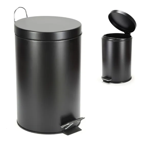 Tacho Basura Cesto Residuos 20 Litros Pedal Acero Inoxidable IMBACK Color Negro