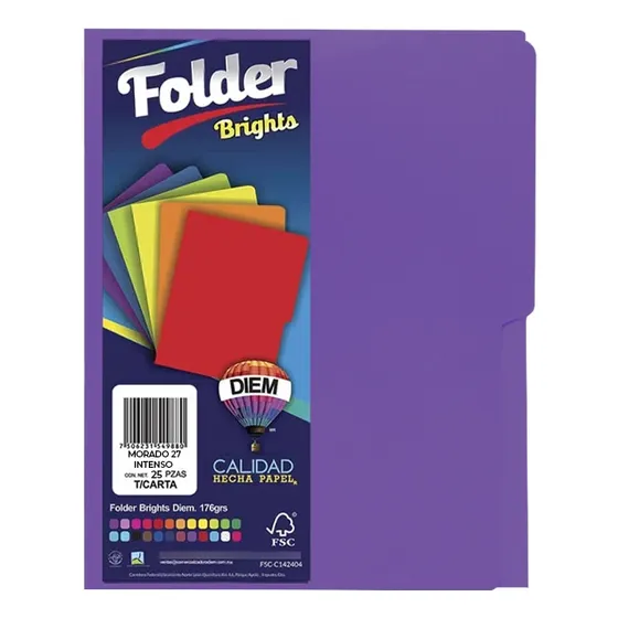 Folder Diem Brights Morado Intenso 27 Tamaño Carta Color Violeta