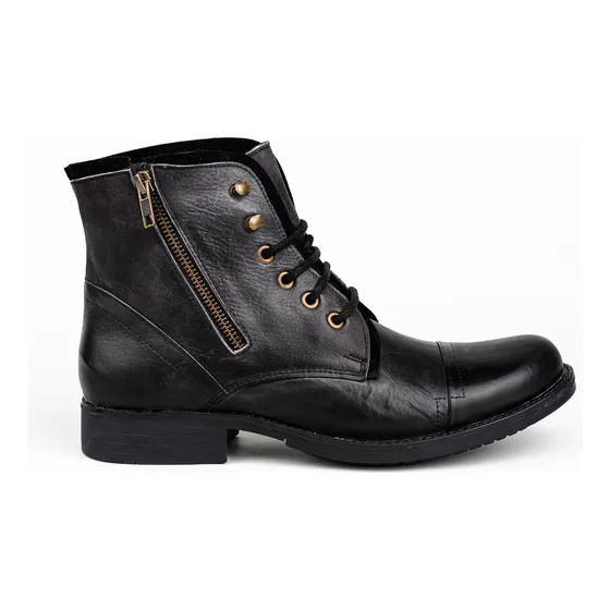 Borcego Cuero Engrasado Con Cierre Ykk Hombre Artesanal