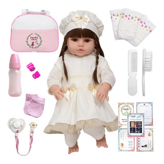 Bebê Reborn Nicole 100% Silicone Com Bolsa Kit Acessórios Bebê Reborn Nicole 100% Silicone Com Bolsa Kit Acessórios