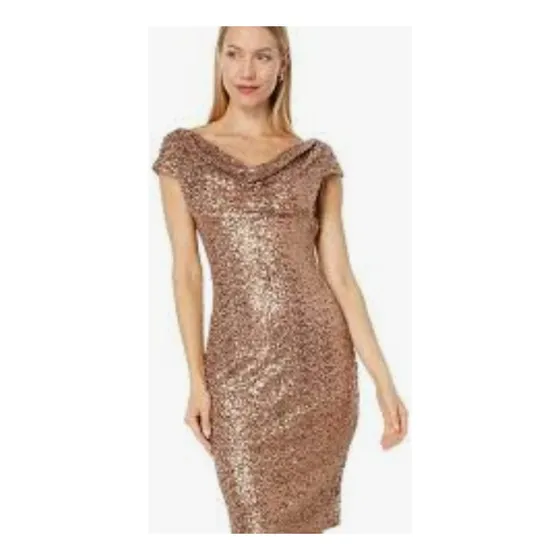 Vestido Vince Camuto  Dorado Lentejuelas Largo
