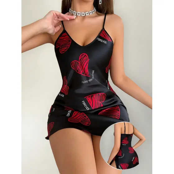 Camisón Sin Cordones Con Cuello En V Lencería Sexy Mujer