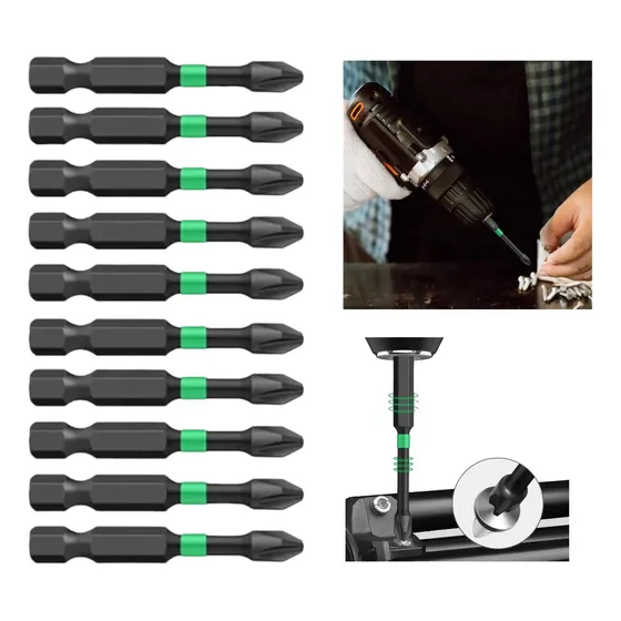 Set De Puntas Ph2 De Impacto X10 Piezas, 5cm De Largo.