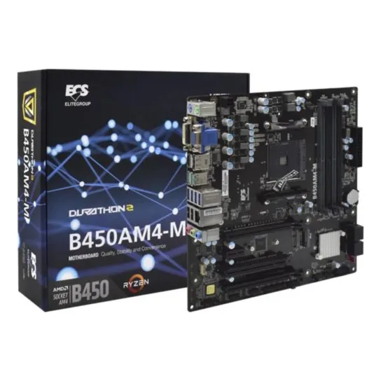 Motherboard Ecs B450am4-m Ryzen Am4 Matx Color Negro
